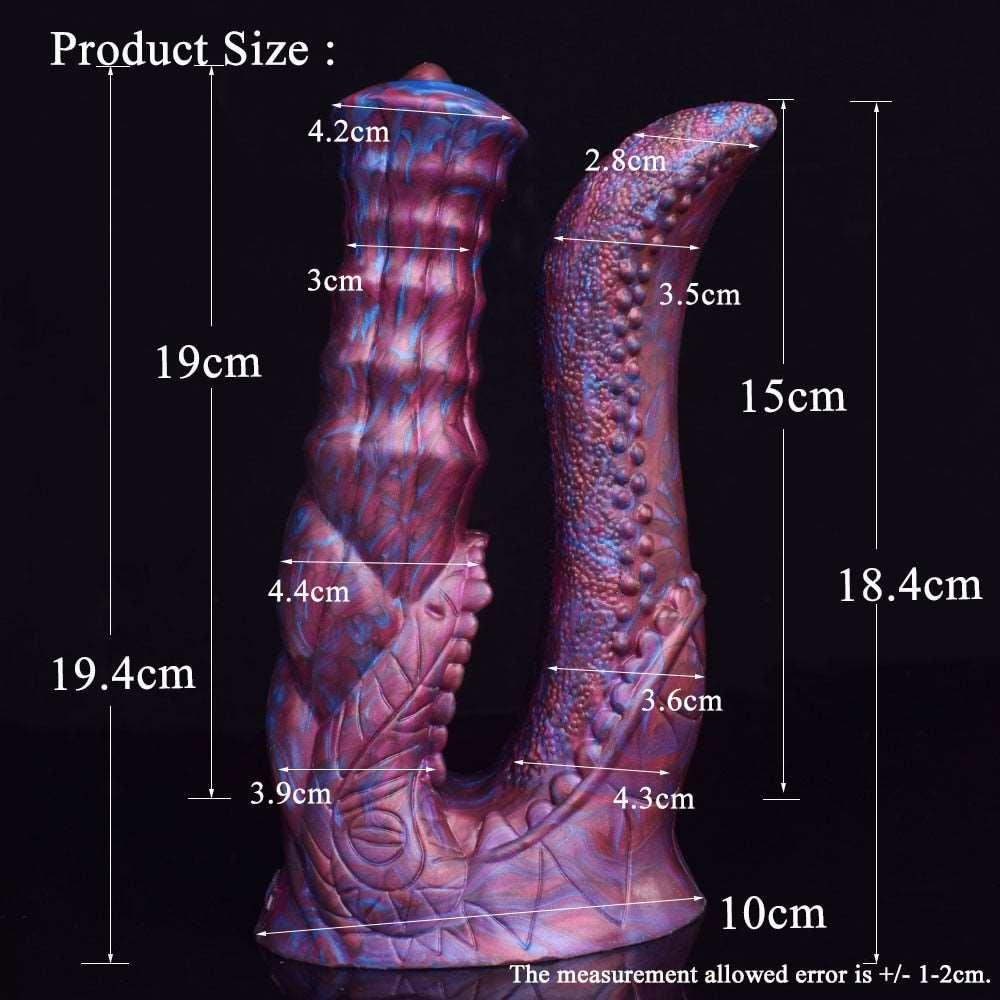 Double-Penetration Dildo mit Tentakel-Buttplug, seitliche Ansicht der Form