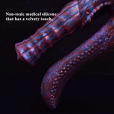 Silikon-Dildo mit Tentakel-Optik, lila-blauer Maserung, Noppen am Schaft