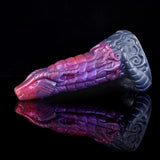 Dragon sheath extender with purple/pink dragon-scale texture and gray tip, side view