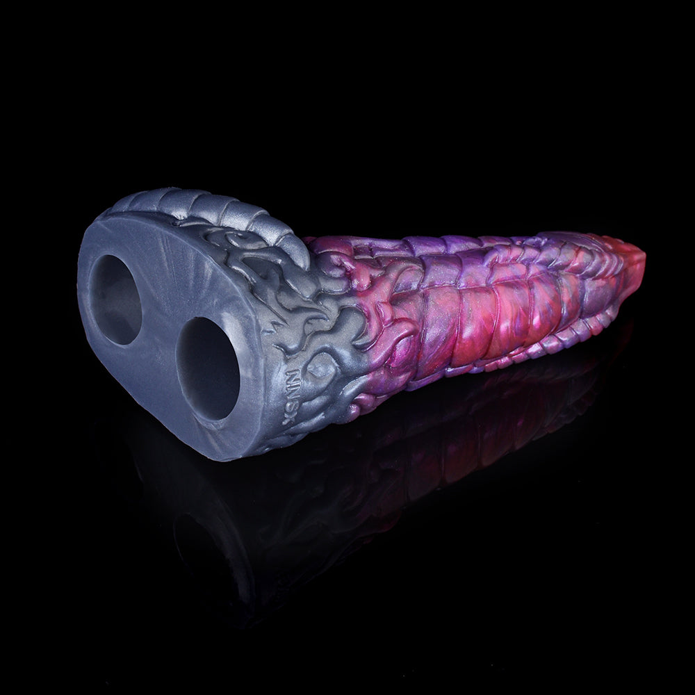 Dragon Fantasy sheath extender with two-tone end opening; purple, pink and gray