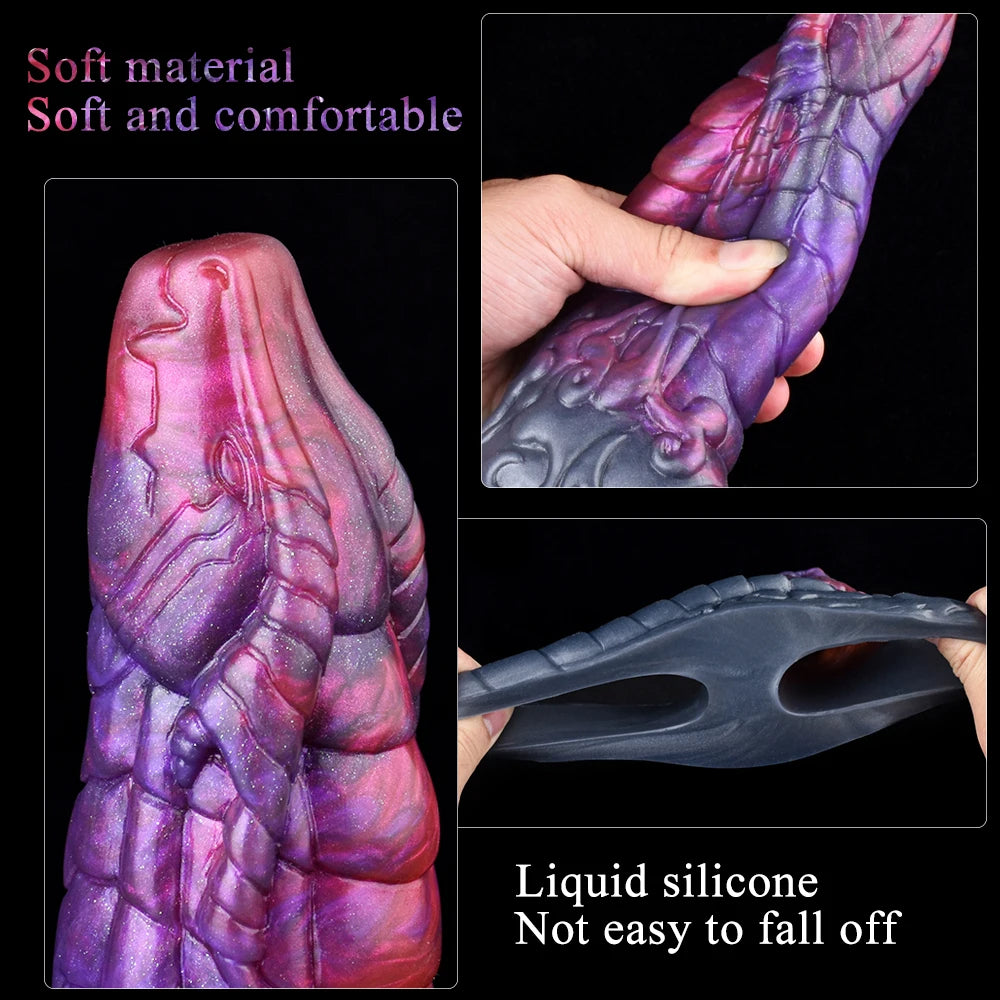 Soft liquid silicone dragon sheath extender; secure fit, hand grip and close-up texture