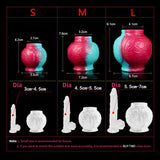 Dog knot cock ring size chart: S, M, L with diameter and length ranges