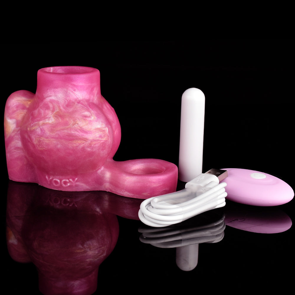 Vibrating Knot Penis Sleeve Cock Ring, pink, geschwungene Manschette mit Knoten-Form
