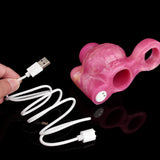 Vibrating Knot Penis Sleeve Cock Ring, pink, mit USB-Ladekabel und Anschluss