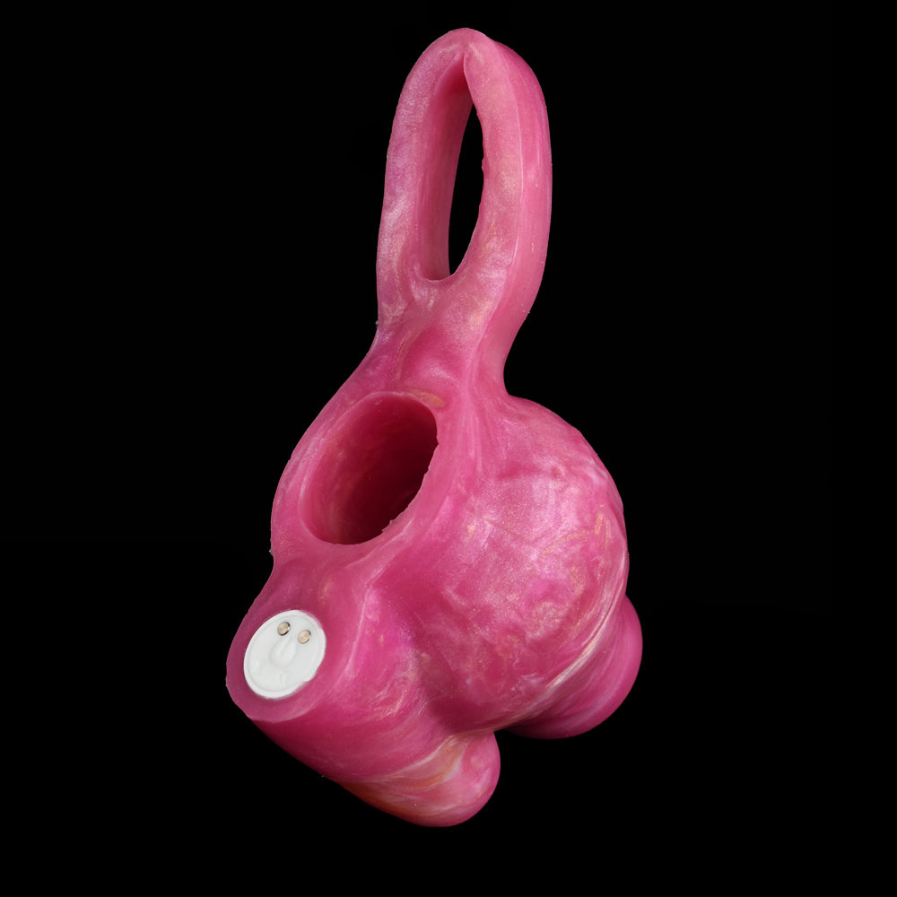 Vibrating Knot Penis Sleeve Cock Ring, pink, Vorderansicht mit Bedientaste