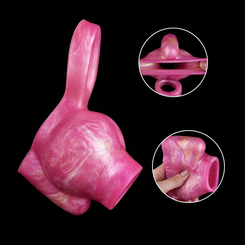 Vibrating Knot Penis Sleeve Cock Ring, pink, Detail: Ringöffnung an der Manschette