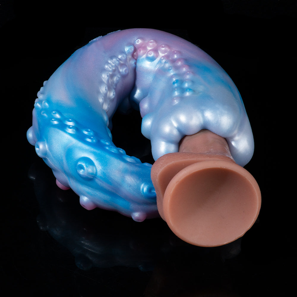 Light blue inflatable ring float with valve and rounded end