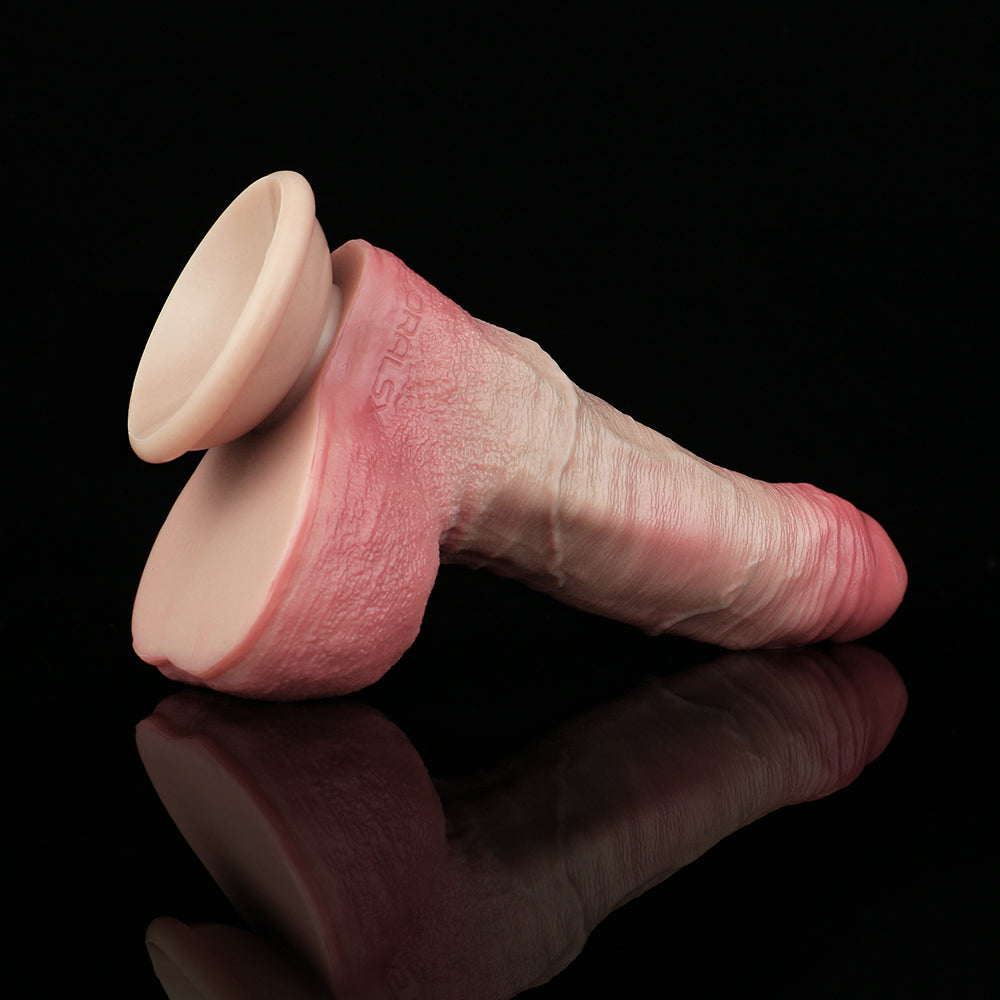 Kleiner realistischer Dildo mit Saugfuß, Vorderansicht vom Saugfuß, pink
