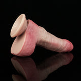 Kleiner realistischer Dildo mit Saugfuß, Vorderansicht vom Saugfuß, pink