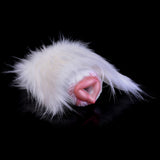 White polar bear furry fleshlight end with plush fur and pink inner