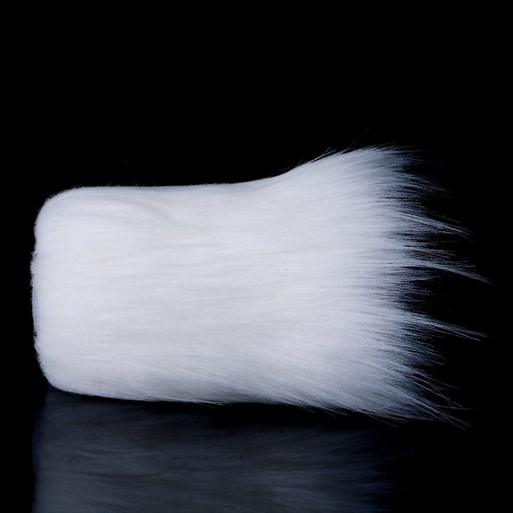 White polar bear furry fleshlight, long plush fur body, end not shown