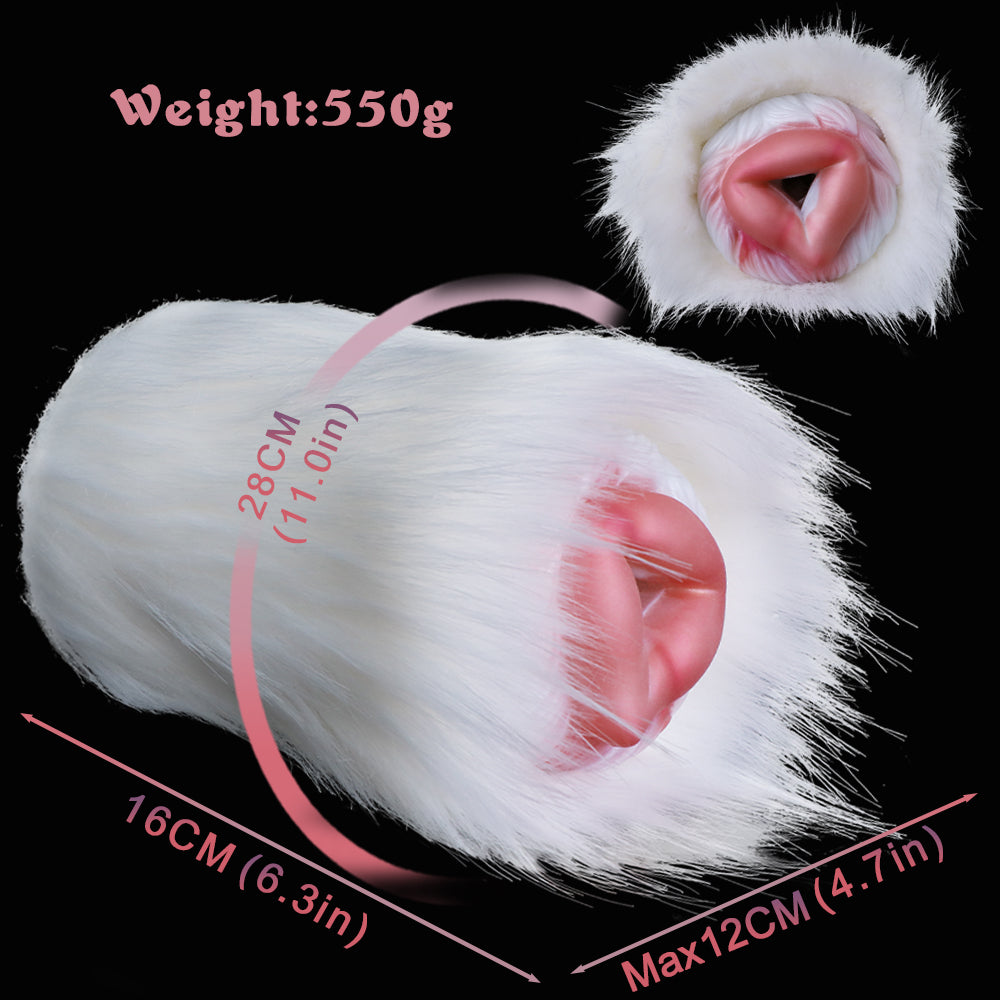 White polar bear furry fleshlight with 16cm length, max 12cm opening, 550g