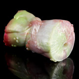 Unicorn fantasy masturbator side view, glossy pastel pink and pale green body