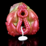 Unicorn-themed masturbator with open mouth-like opening, pink and lime finish