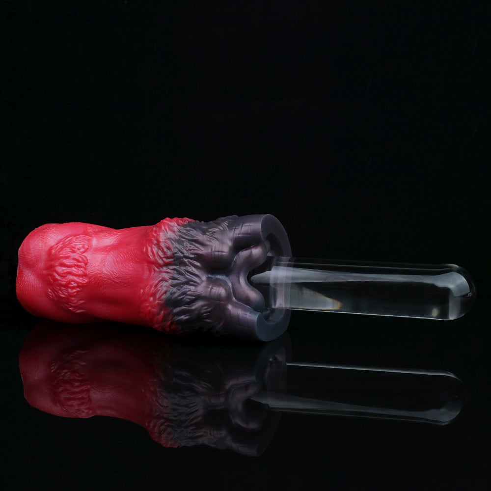 Foam-wrapped training handle with red pad and dark gray side grips