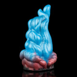 Blue alien tongue masturbator standing figure with ridged body and curled base