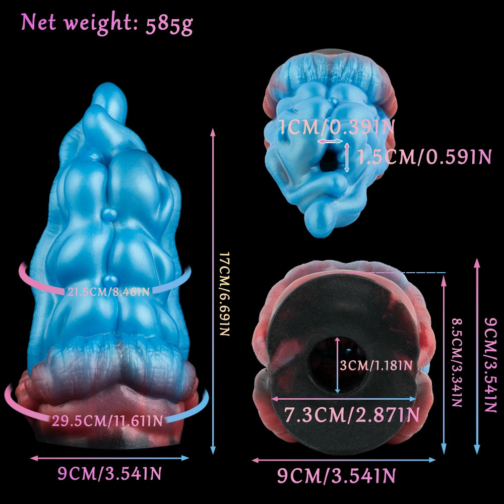 Alien tongue masturbator size chart diagram showing weight and measurements
