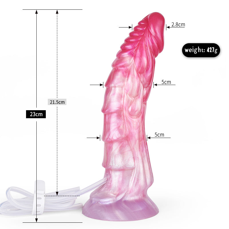 Rosa Fantasy-Dildo Maße: 23 cm Länge, 417 g Gewicht (Schemaansicht)