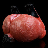 Red animal-themed insert with black accessory pieces, 3D textured surface, close-up