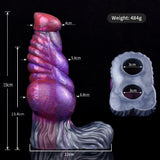 Monster Cock Sleeve lila, geriffelte Form mit grauer gewellter Manschette