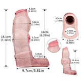 Dog cock sleeve sizing chart diagram with length and width measurements