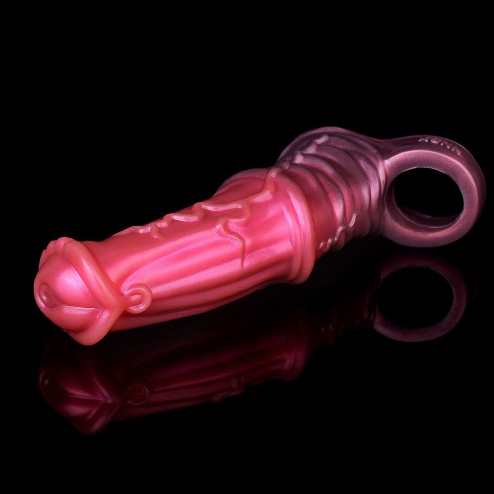 Hodenscheide Rodger mit Ringöffnung hinten, glänzend rosa-lila Relief