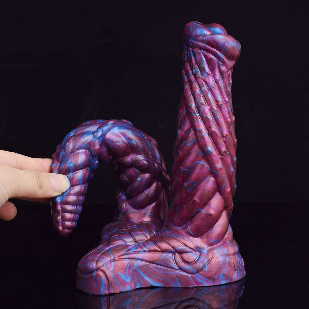 AELORIA - Double Penetration Ribbed Demon Dildo - DirtyToyz