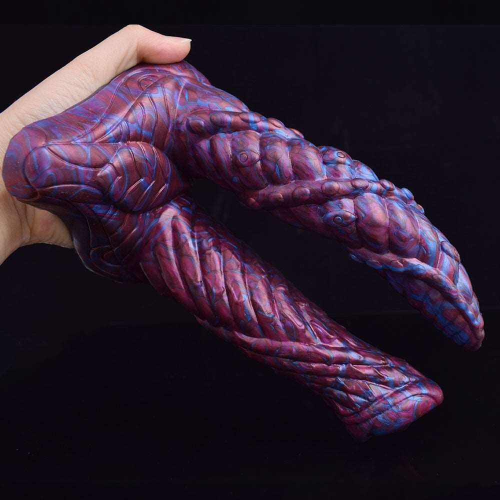 AELORIA - Double Penetration Ribbed Demon Dildo - DirtyToyz