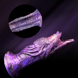 Purple Dragon Fantasy-Sheath, seitliche Ansicht mit schuppenförmigem Körper und Öffnung