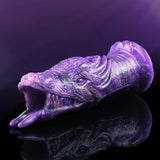 Purple Dragon Fantasy-Sheath, violetter Drachenkopf mit Schuppenstruktur und Schwanz