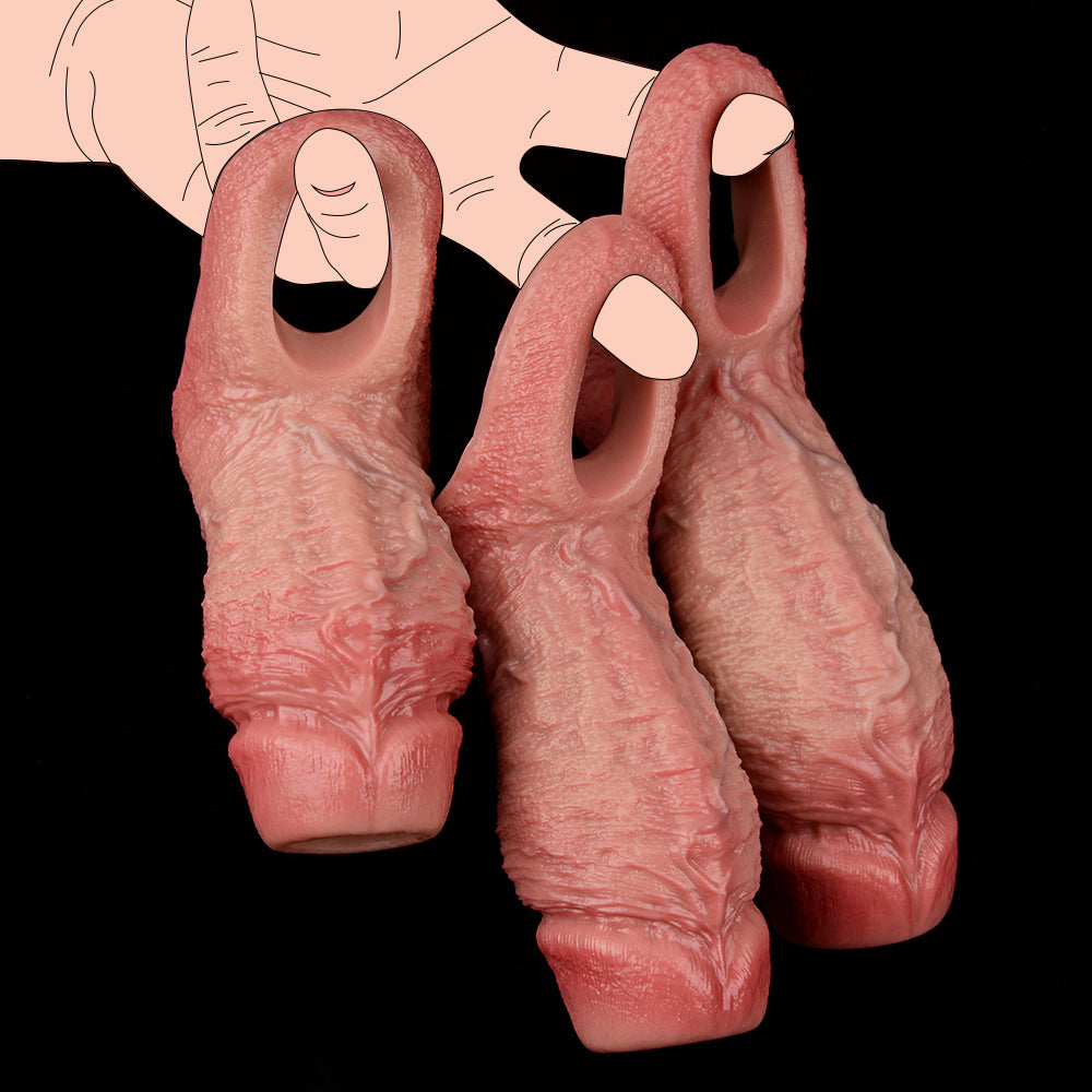 Sargon Extender Penis-Sleeve, drei Öffnungen, realistische Prägung