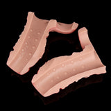Realistic penis sleeve extender, two pink sleeves with textured bumps and open ends