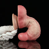 Ultra-realistischer pinker Penis-Dildo, gebogen, mit breiter Basis