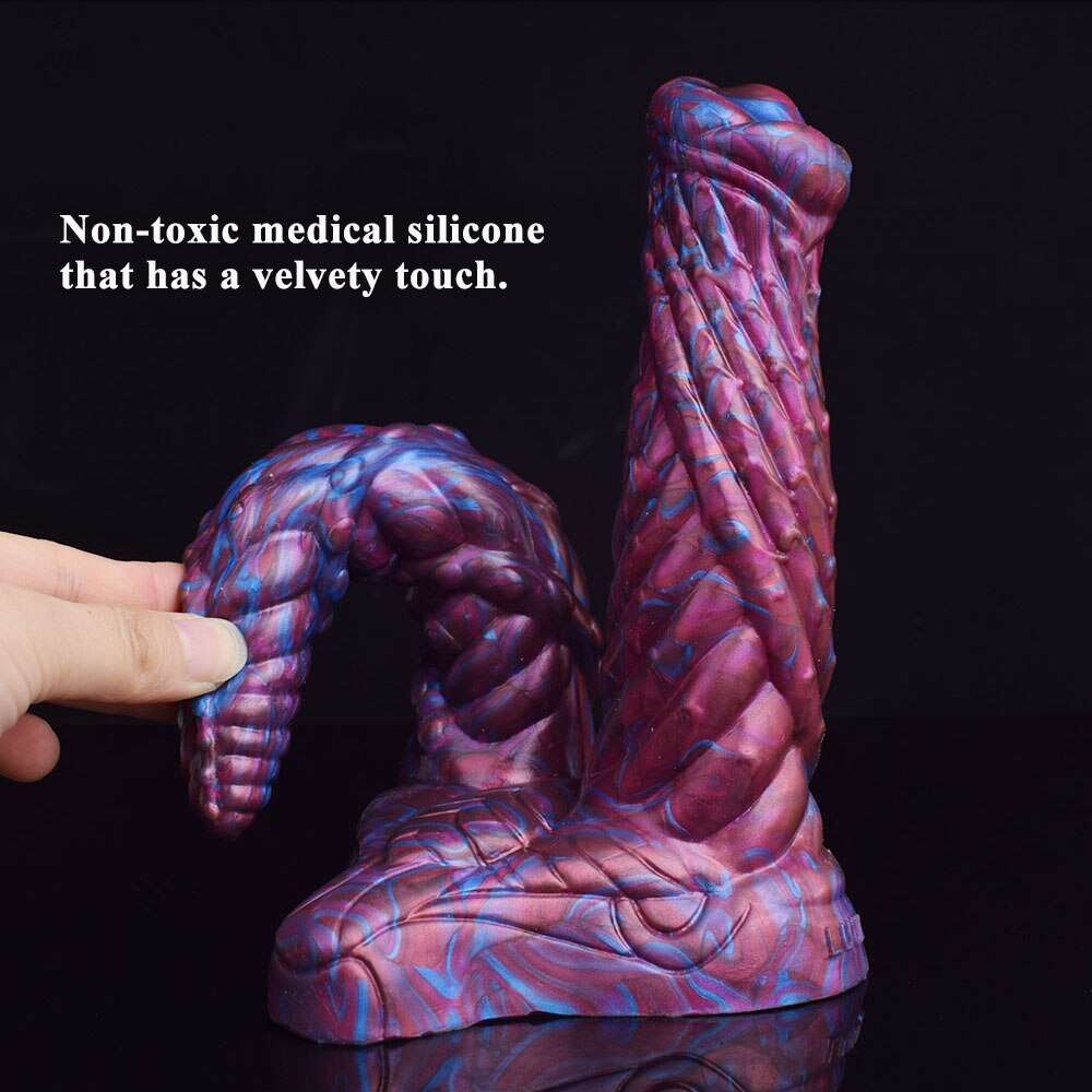 AELORIA - Double Penetration Ribbed Demon Dildo - DirtyToyz
