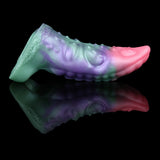 Men’s octopus cock sheath, side view with iridescent purple-green-pink finish