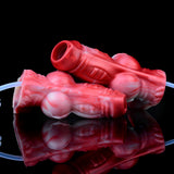 Scarlet Wyrm Sheath Extender, seitliche Ansicht, rot-weißes Schaftdesign, Squirting