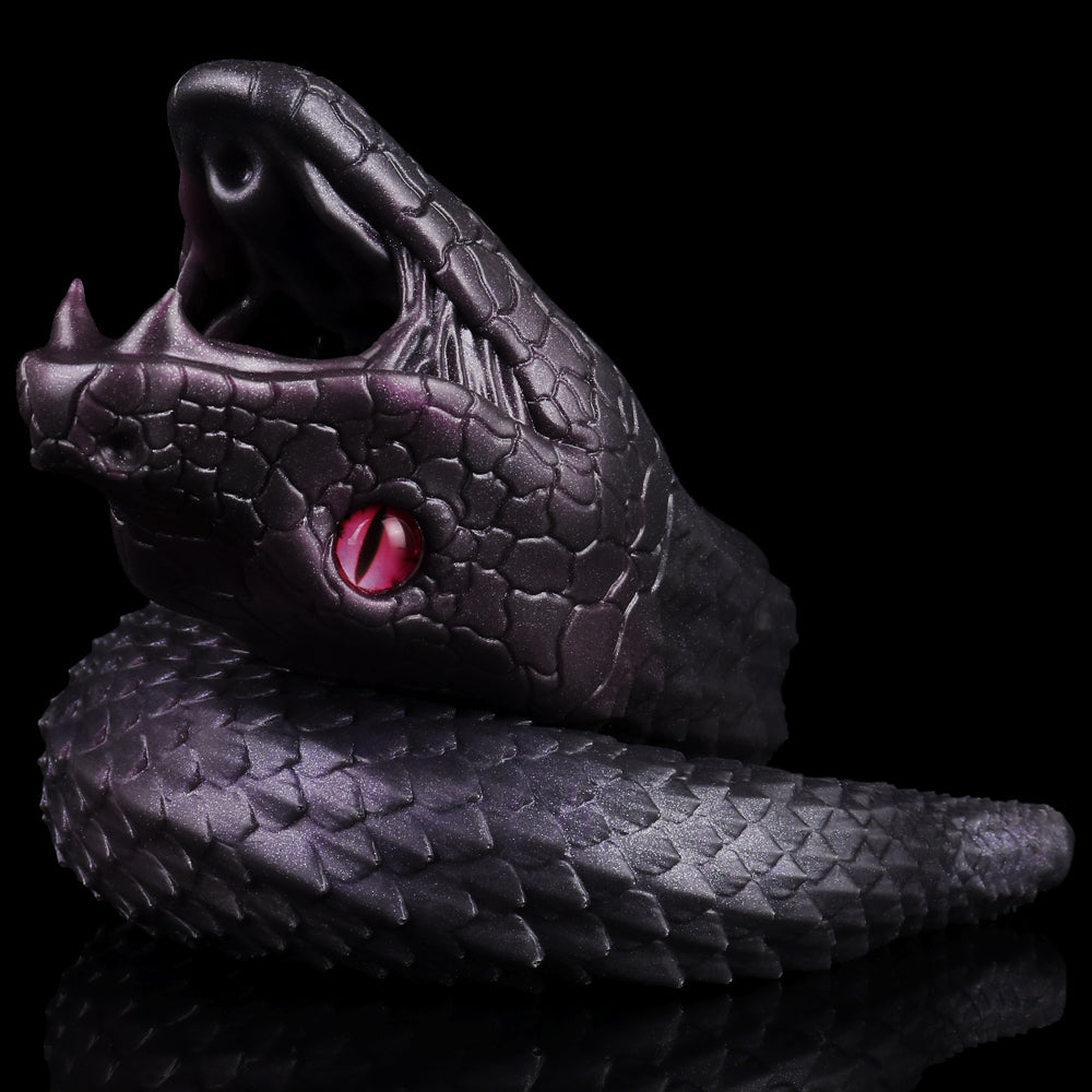 Snake-head Fleshlight in purple scales, curved body and red eye details