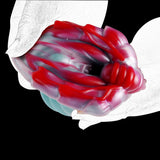 Dragon fantasy masturbator in red and teal with ribbed, scaled surface