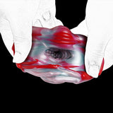Dragon fantasy masturbator with red outer surface and teal underside; open ring detail