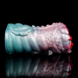 Pink-and-teal dragon fantasy masturbator with scaly texture and red side details
