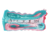 Dragon fantasy masturbator side view in teal with pink highlights and scaly midsection