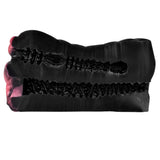 Black two-hole stroker, textured inner channels with twin openings at end