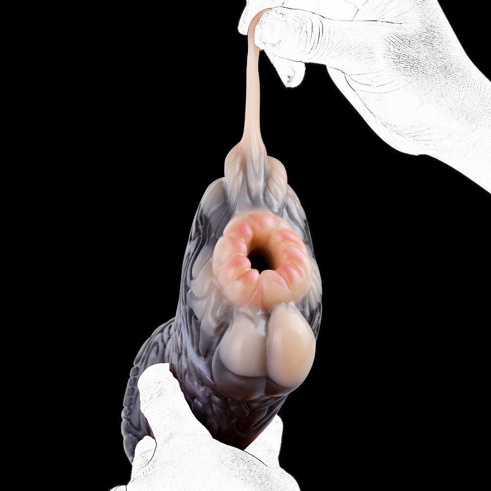 Realistic animal fleshlight, close-up of inner opening and light paw details