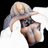 Realistic animal fleshlight, rounded light base with dark gray ridges