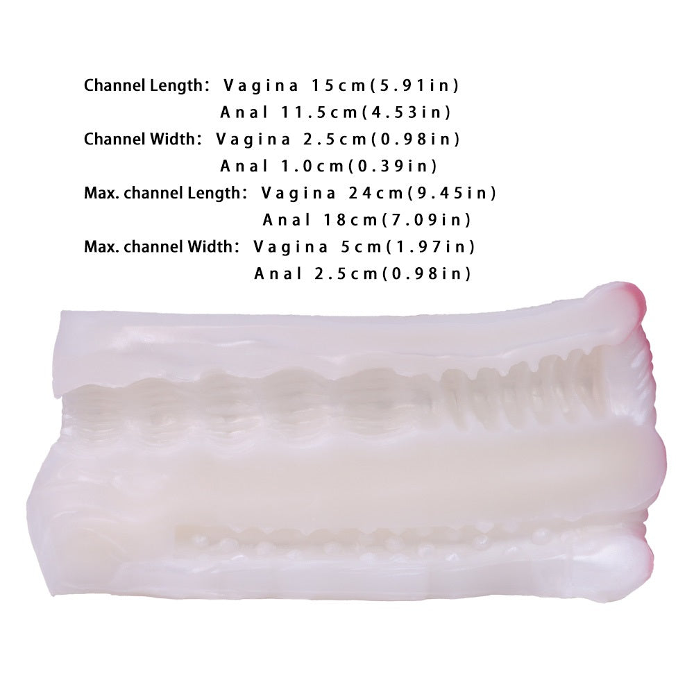 Transparent dual-channel insert with labeled channel length and width
