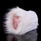 White plush dual-hole sleeve with pink inner opening