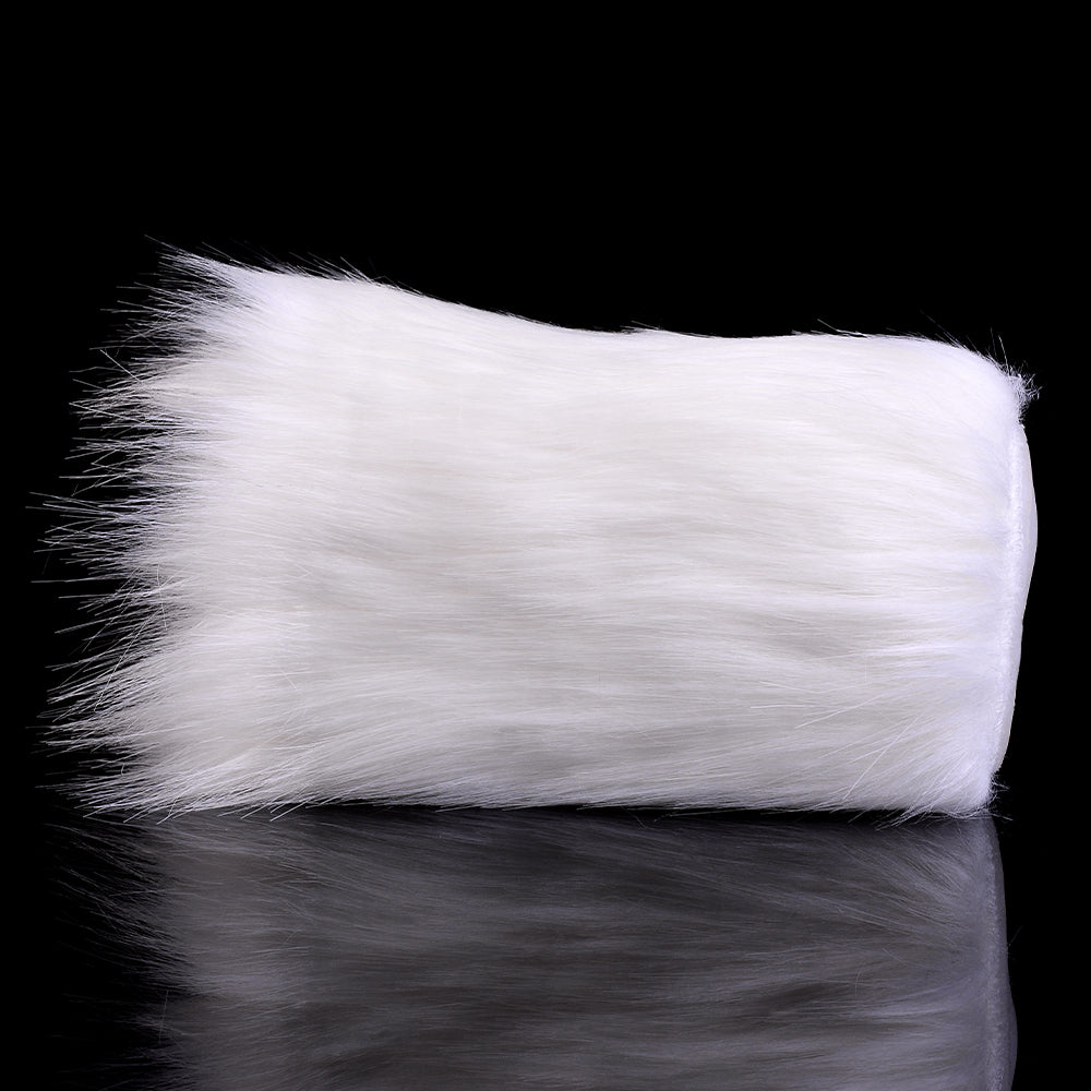 White fuzzy fleshlight sleeve, side view