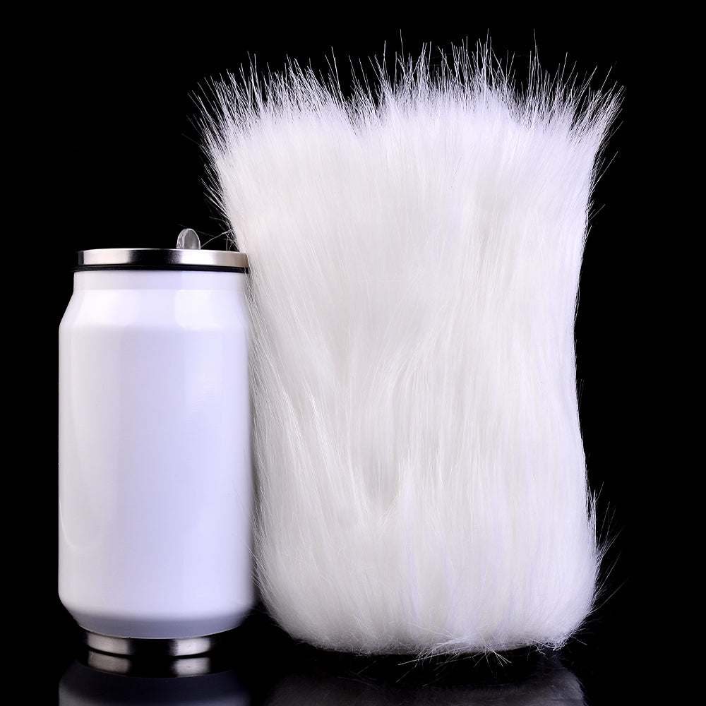 White furry outer sleeve with dual openings and soft pink inner accents