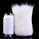 White furry outer sleeve with dual openings and soft pink inner accents