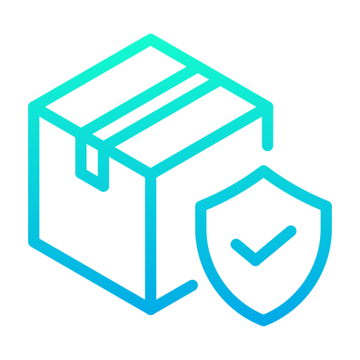 Shipping protection shield and box icon
